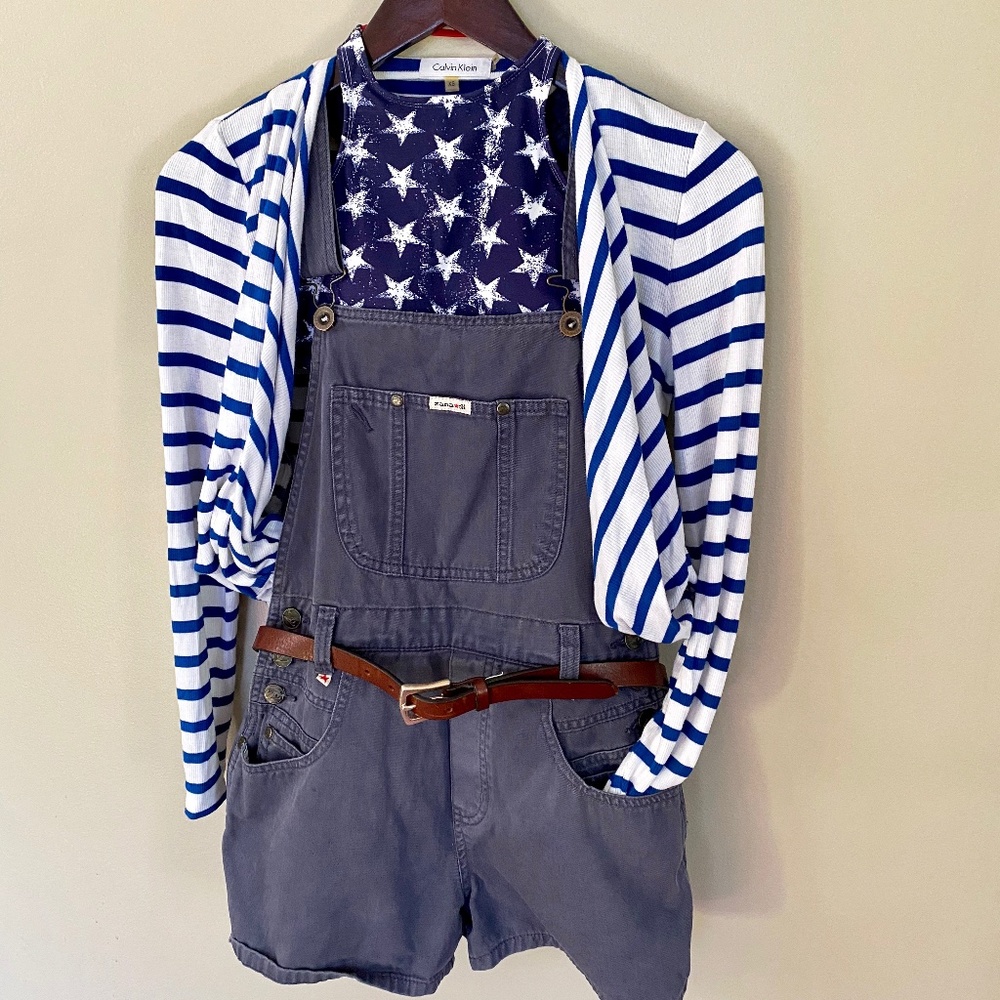 Calvin Klein Blue & White Striped Cardigan Womens XS